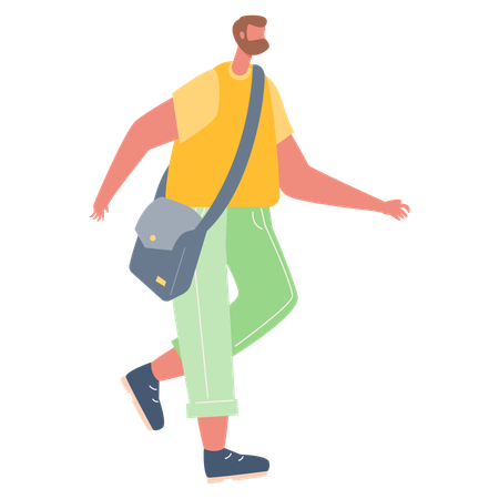 Hombre yendo con bolsa  Ilustración