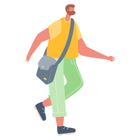 Hombre yendo con bolsa  Ilustración