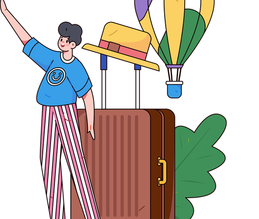 Hombre yendo de vacaciones  Ilustración