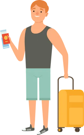 Hombre yendo de vacaciones  Ilustración