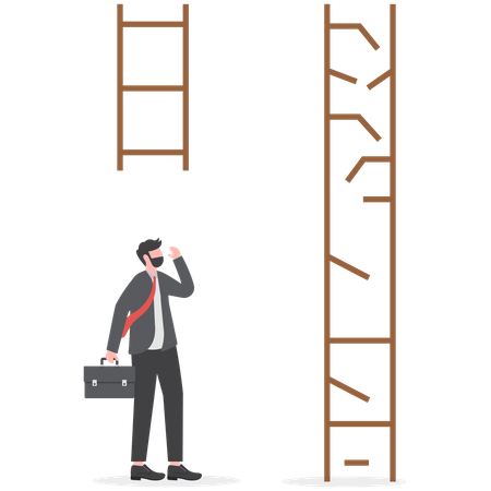 Los hombres de negocios miran escaleras rotas  Ilustración