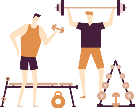 Hombres en el gimnasio  Ilustración