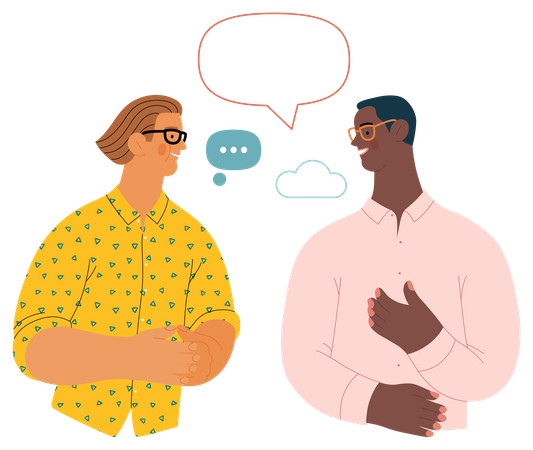 Hombres hablando entre ellos  Ilustración