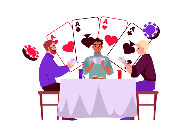 Los hombres juegan al póquer  Ilustración
