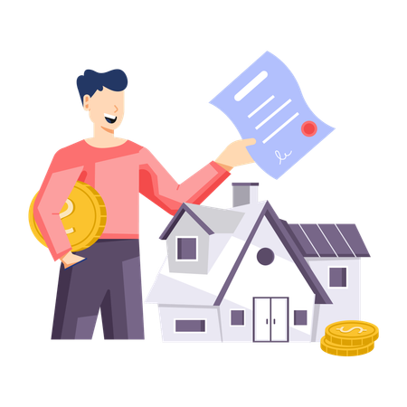 Home Agent signs contract of new house  Illustration