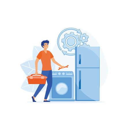 Home appliance repair technician service  Illustration