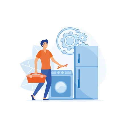 Home appliance repair technician service  Illustration