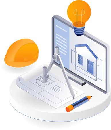 Creative Drawing Of House Building On Computer Illustration