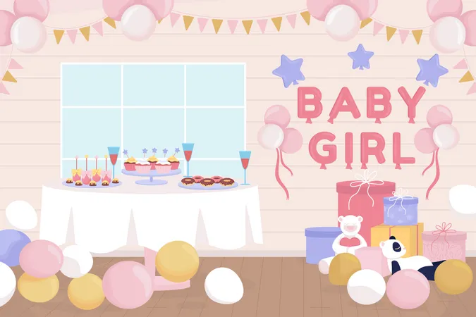 Babyparty zu Hause  Illustration