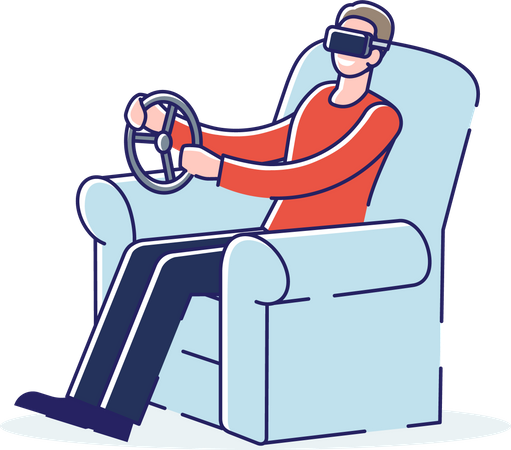 Home car driving simulator for gaming technology  Illustration