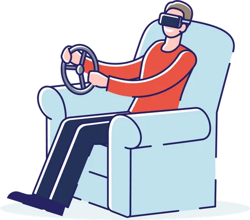 Home car driving simulator for gaming technology  Illustration