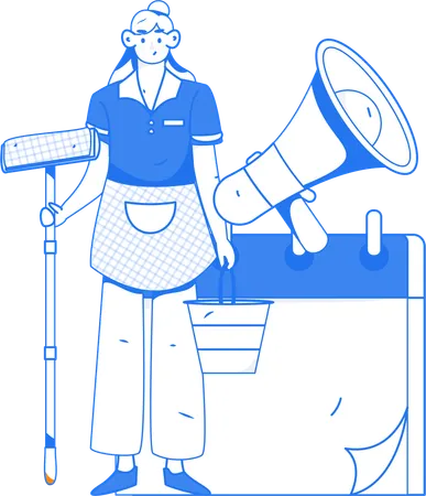 Home cleaner hears discount announcement  イラスト