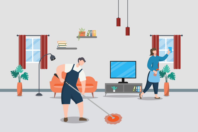 Home Cleaning Service  Illustration