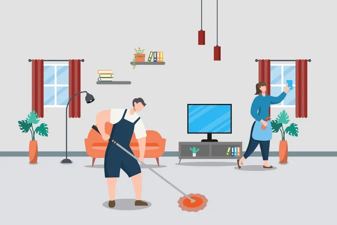 Home Cleaning Service  Illustration