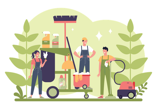 Home cleaning service workers  Illustration
