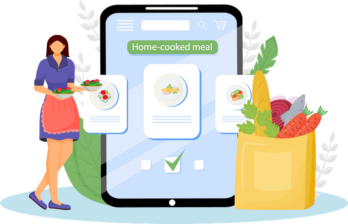 Home-cooked meals online ordering Illustration