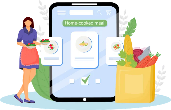 Home-cooked meals online ordering Illustration