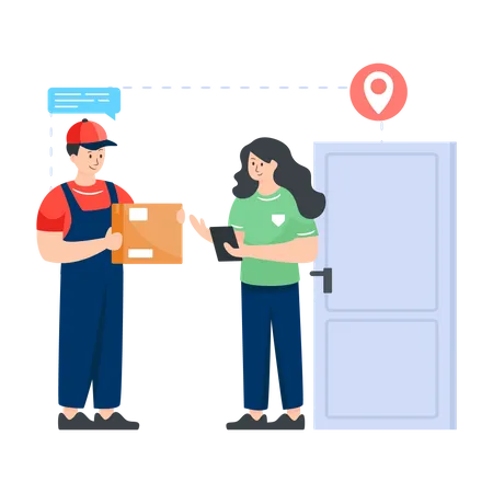 Home Delivery In Editable Flat Vector Illustration