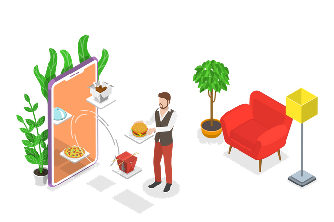 Home delivery of food Illustration