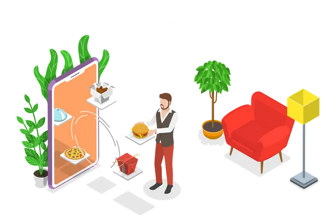 Home delivery of food Illustration