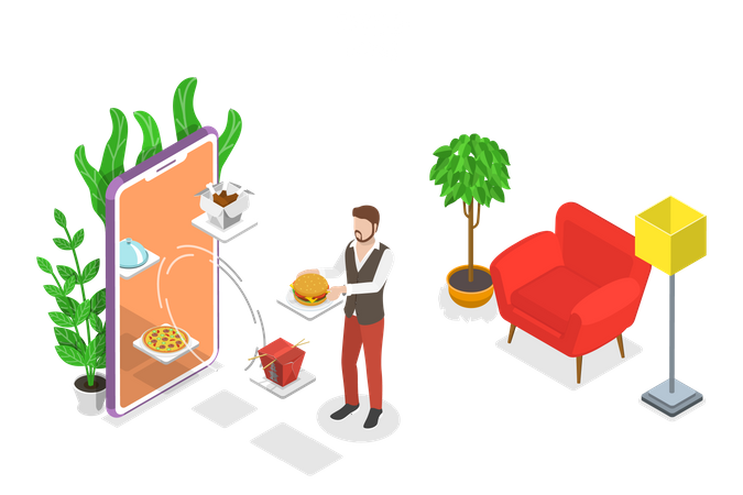 Home delivery of food  Illustration