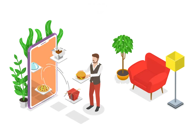 Home delivery of food  Illustration