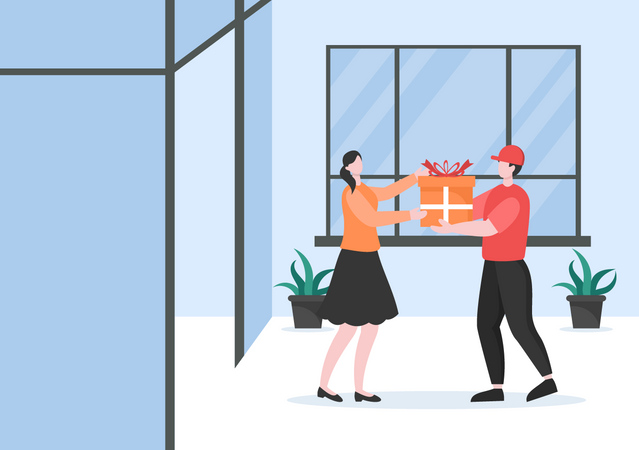 Home Delivery of gift Illustration