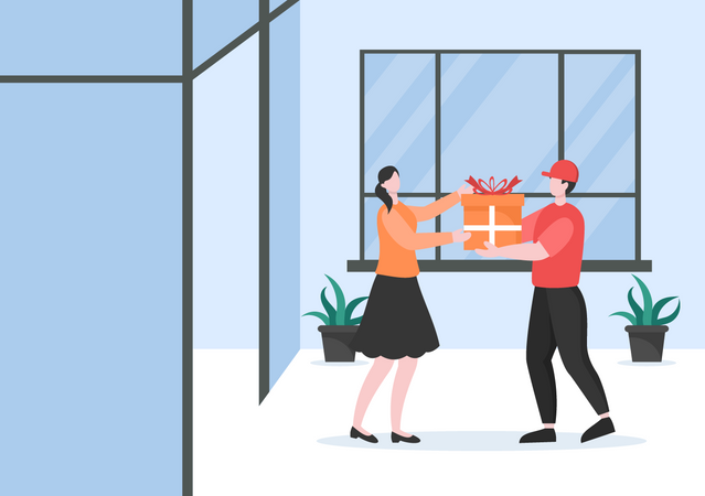 Home Delivery of gift  Illustration