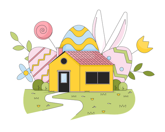 Home Easter celebration  Illustration