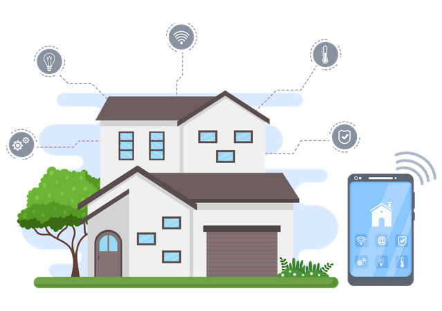 Home equipped with smart appliances  Illustration