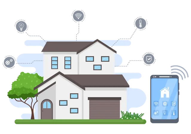 Home equipped with smart appliances  Illustration