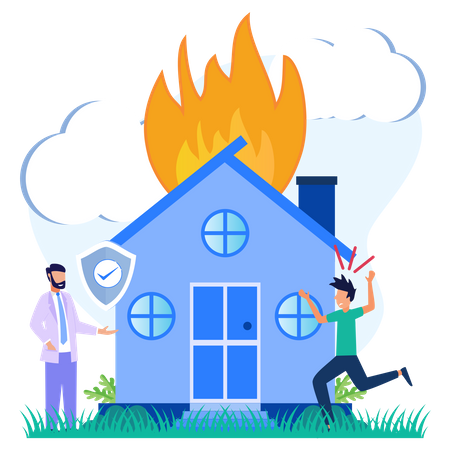 Home Fire Insurance Illustration