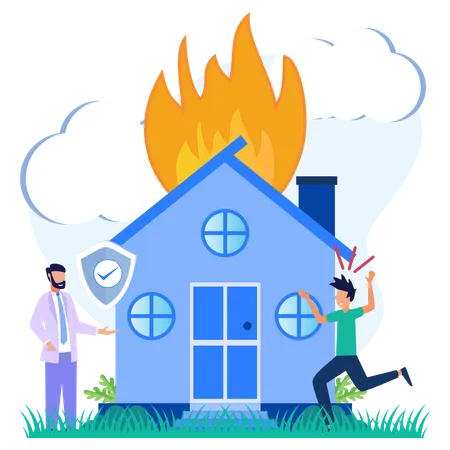 Home Fire Insurance Illustration
