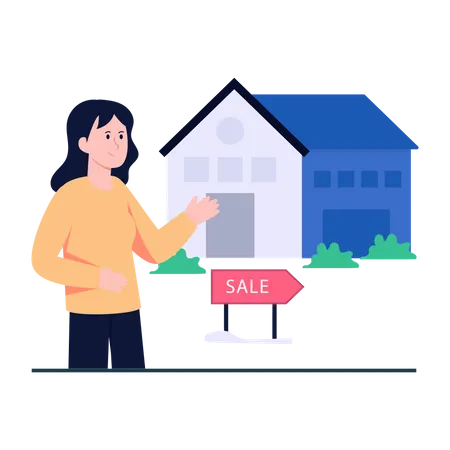 Home For Sale Icon In Flat Design Illustration