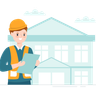 illustrations of home inspector checking