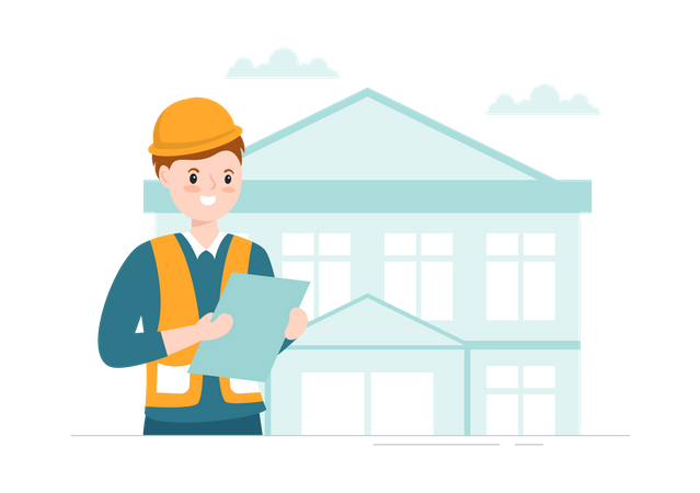 Home Inspector checking house Maintenance  Illustration