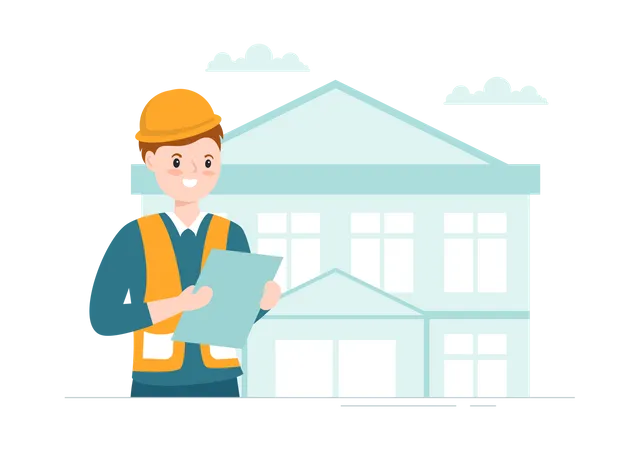 Home Inspector checking house Maintenance  Illustration