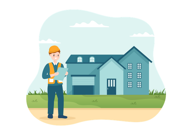 Home Inspector Checks the Condition of the House  Illustration