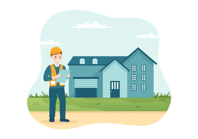 Home Inspector Checks the Condition of the House  Illustration
