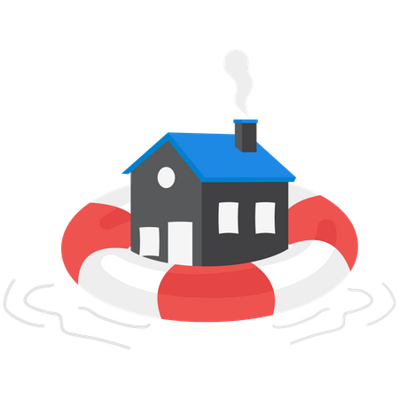 Home insurance is saving businessman house  Illustration