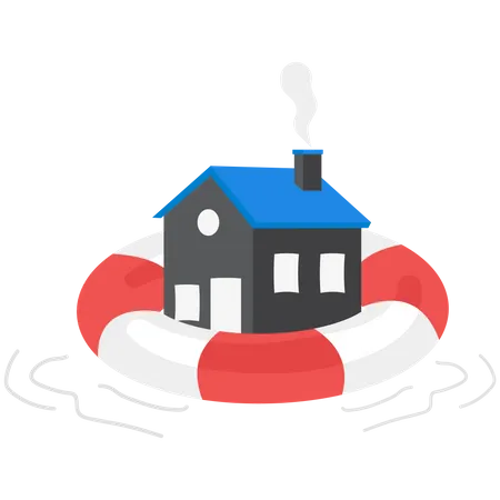 Home Insurance Is Saving Businessman House Illustration