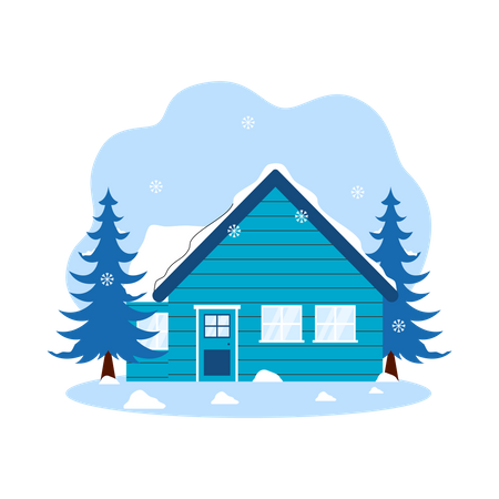 Home is covered with snow  Illustration