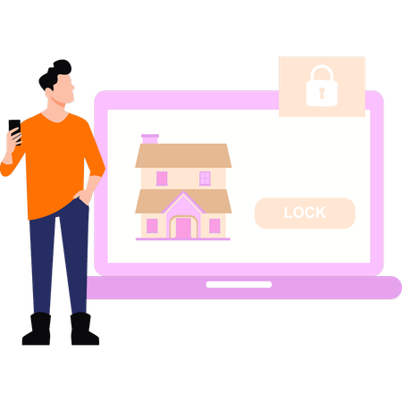 Home locked online  Illustration