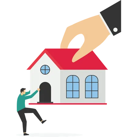 Home Mortgage Foreclosure Help Debt Loan Vector Illustration Design Concept In Flat Style Illustration