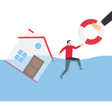 Home Mortgage Help From Creditor Vector Illustration In Flat Style Illustration