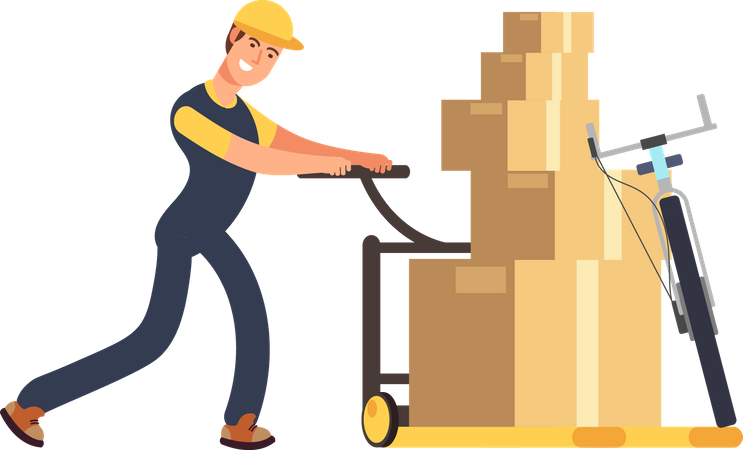 Home Mover shifting packages to new home  Illustration