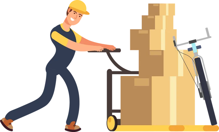 Home Mover shifting packages to new home  Illustration