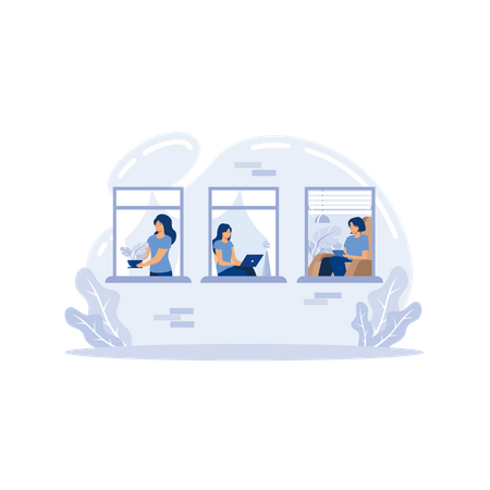 Home office during coronavirus outbreak  イラスト