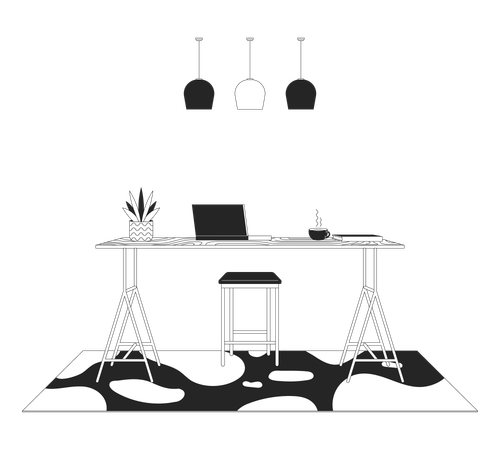 Home office modern furniture  Illustration