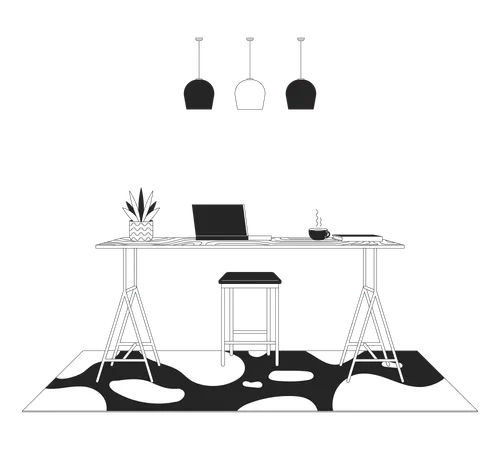 Home office modern furniture  Illustration